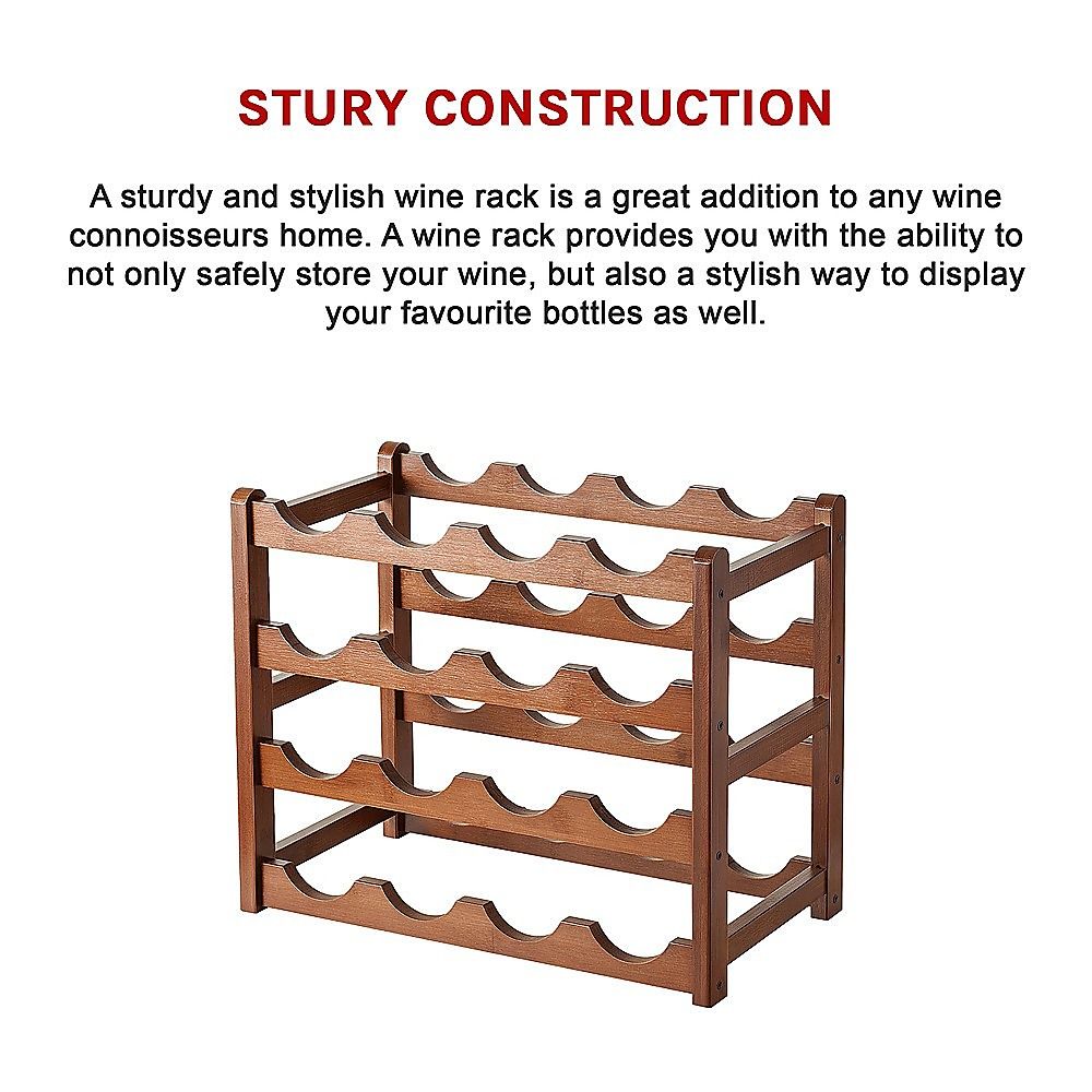 15 Bottle Bamboo Wine Rack with 6 Glass Holder – wine storage and bottle display