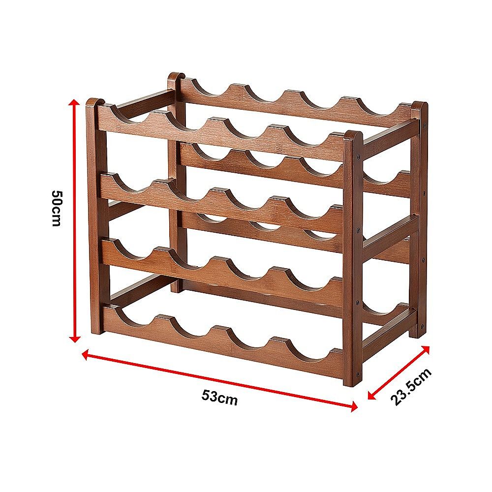 15 Bottle Bamboo Wine Rack with 6 Glass Holder – wine storage and bottle display