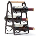 6 Bottle Folding Metal Wine Rack with Timber Handle – wine storage and bottle display
