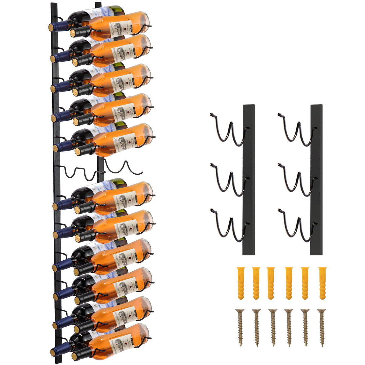 24 Bottle Vertical Wall Mounted Wine Rack | Black Steel – wine storage and bottle display