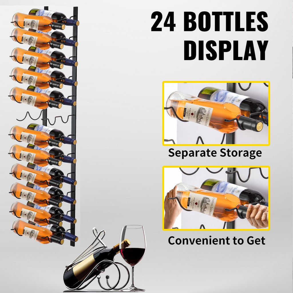 24 Bottle Vertical Wall Mounted Wine Rack | Black Steel – wine storage and bottle display