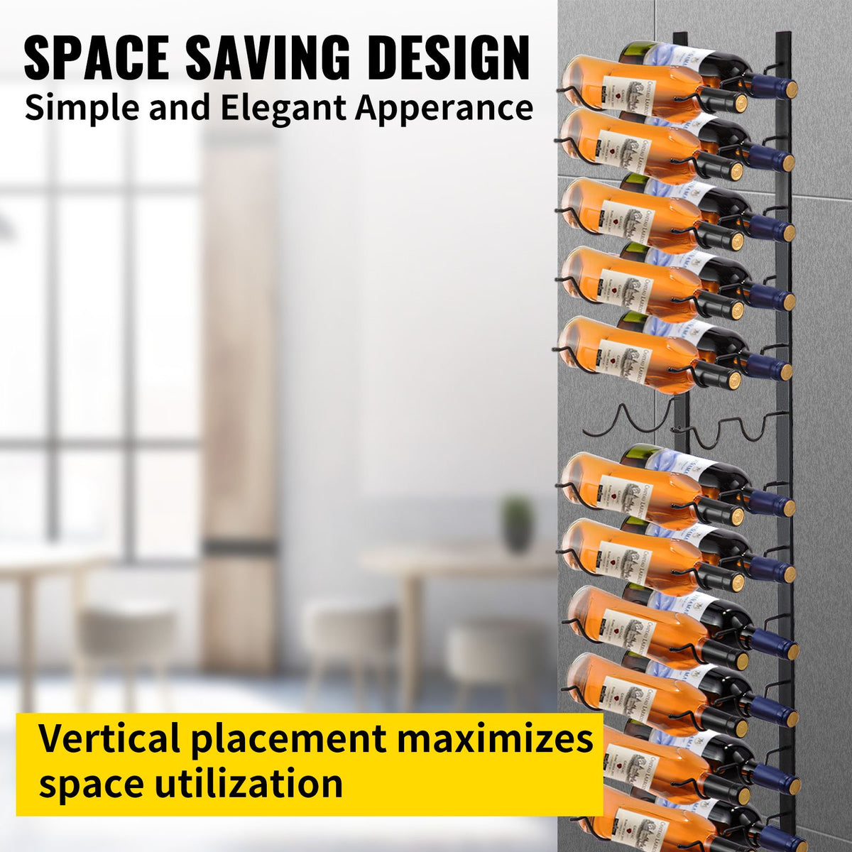 24 Bottle Vertical Wall Mounted Wine Rack | Black Steel – wine storage and bottle display