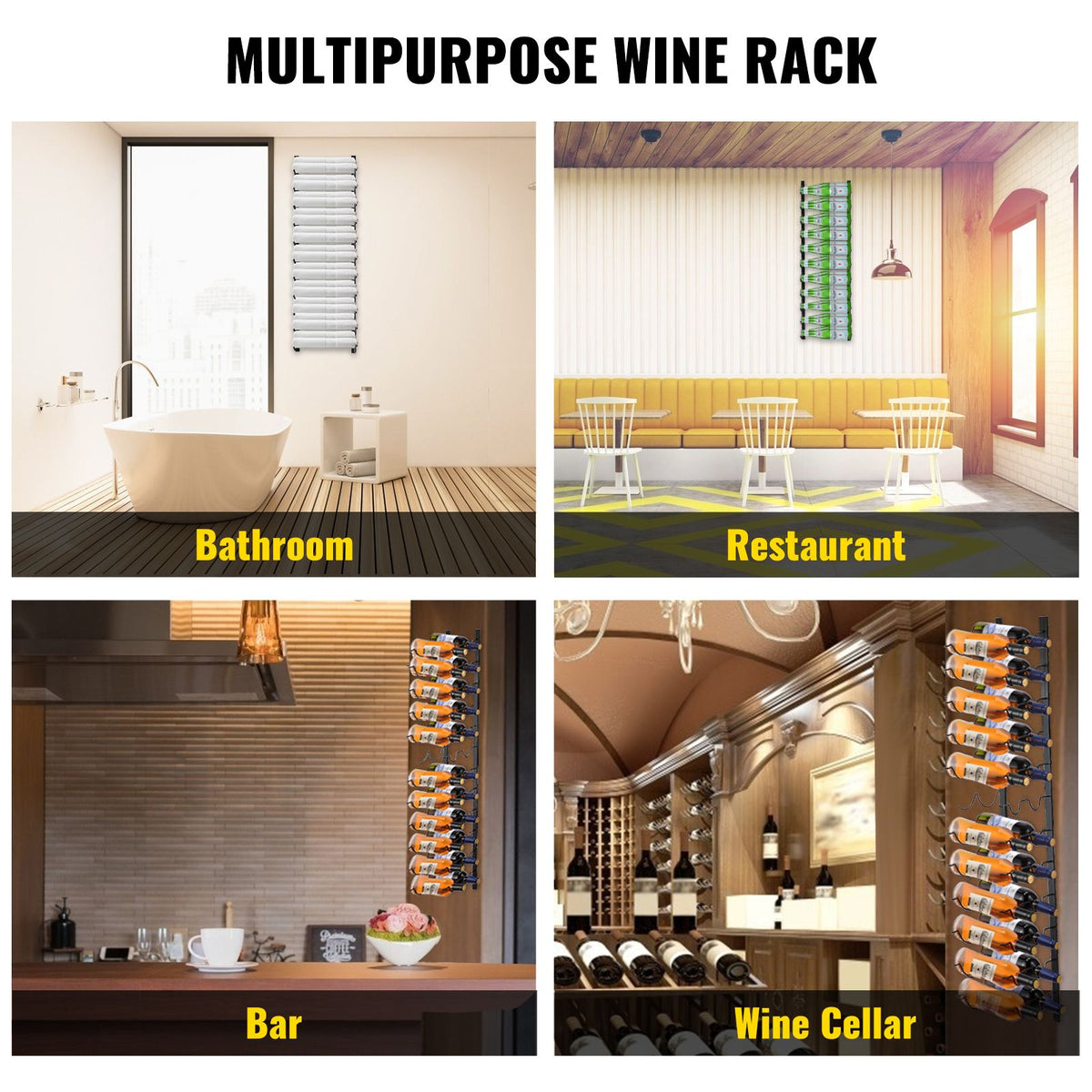 24 Bottle Vertical Wall Mounted Wine Rack | Black Steel – wine storage and bottle display