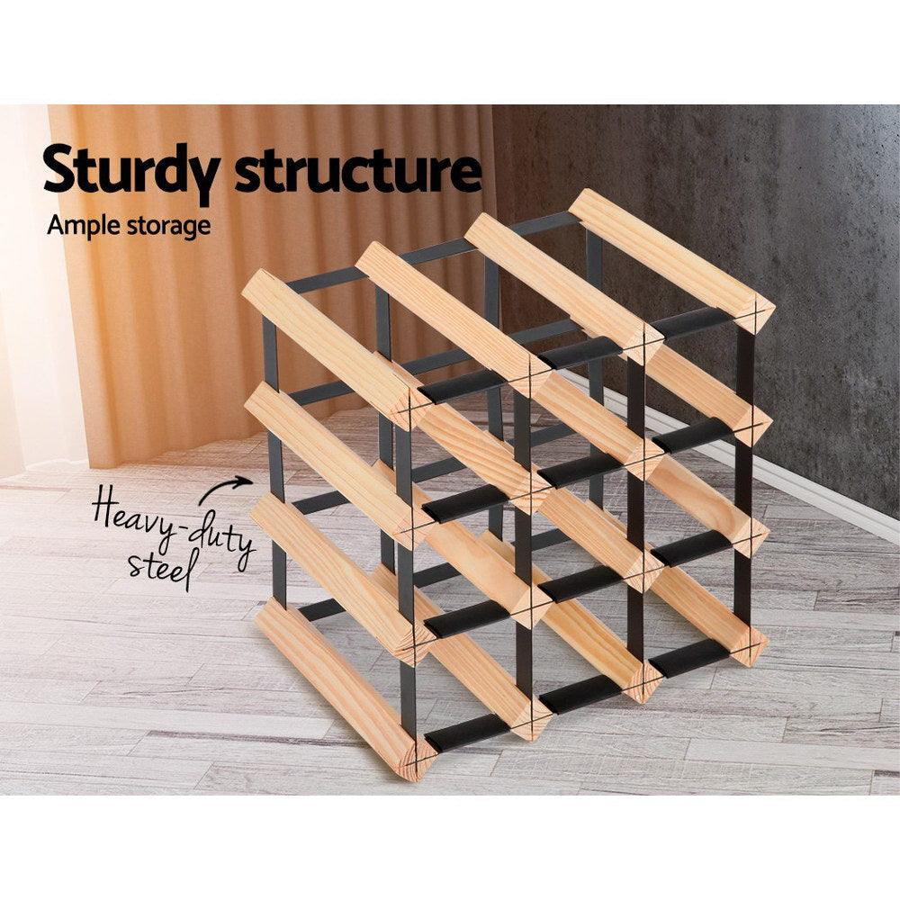 Artiss 12 Bottle Timber Wine Rack – wine storage and bottle display