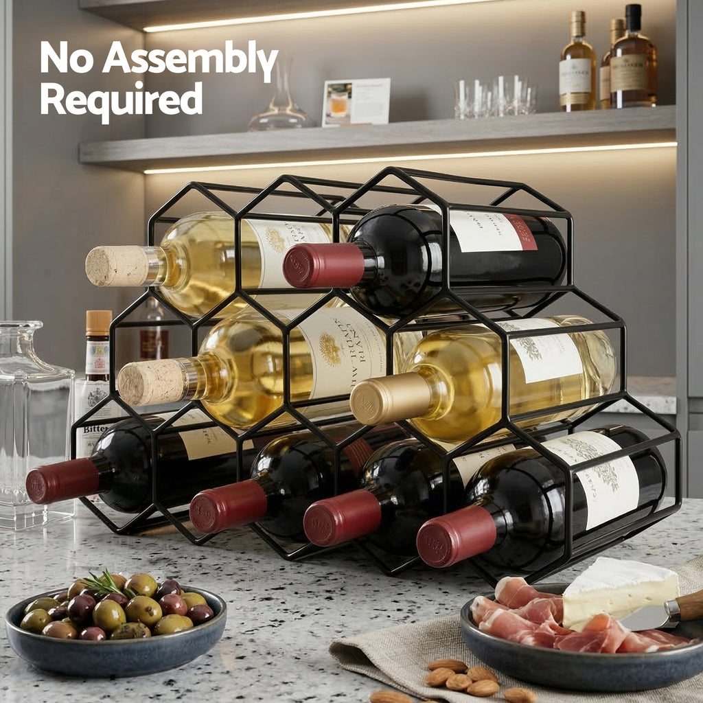 Artiss 12 Bottle Metal Wine Rack | Black – wine storage and bottle display