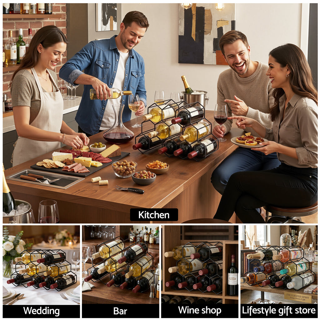 Artiss 12 Bottle Metal Wine Rack | Black – wine storage and bottle display