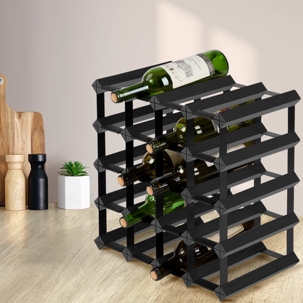 Artiss 20 Bottle Wine Rack | Black – wine storage and bottle display