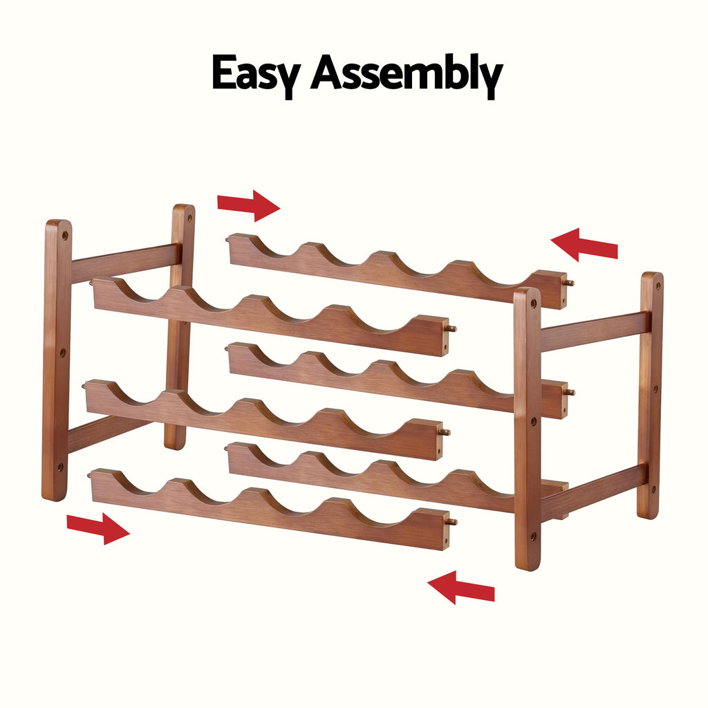 Artiss 12 Bottle Bamboo Wine Rack | Walnut – wine storage and bottle display