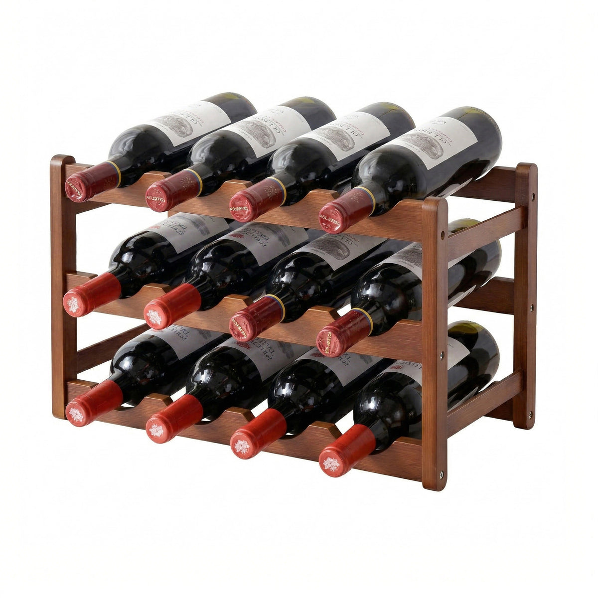 Artiss 12 Bottle Bamboo Wine Rack | Walnut – wine storage and bottle display