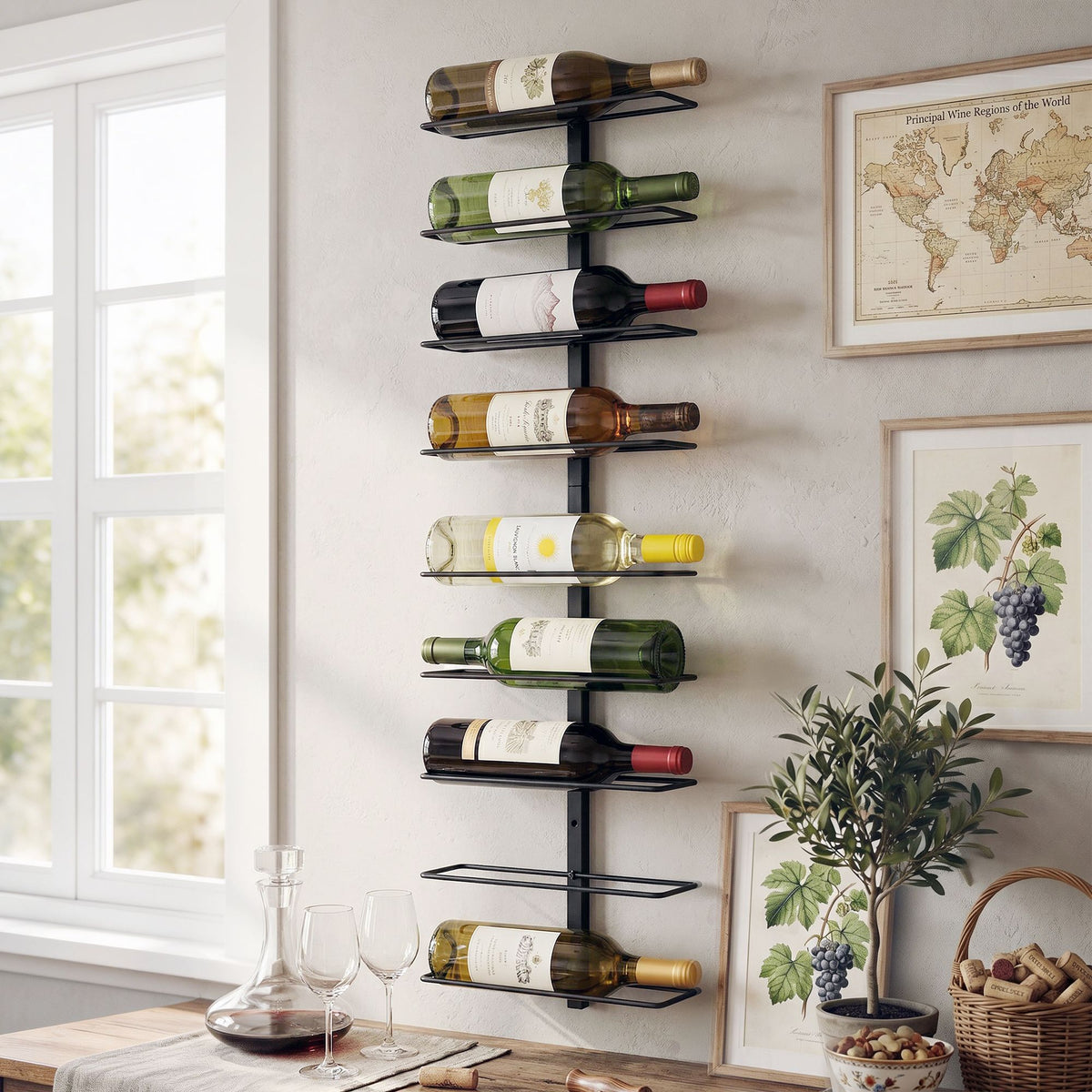Artiss 9 Bottle Wall Mounted Wine Rack | Black – wine storage and bottle display