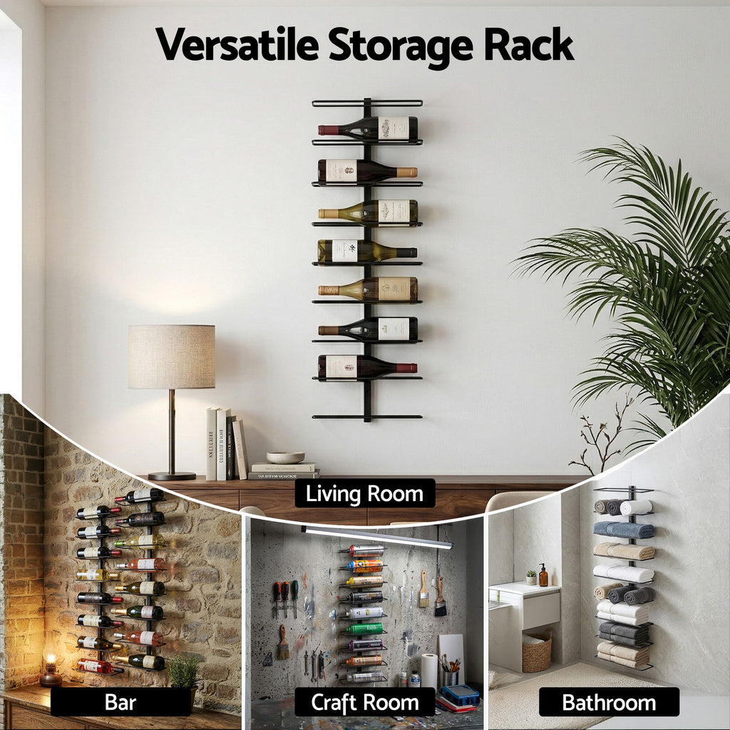 Artiss 9 Bottle Wall Mounted Wine Rack | Black – wine storage and bottle display