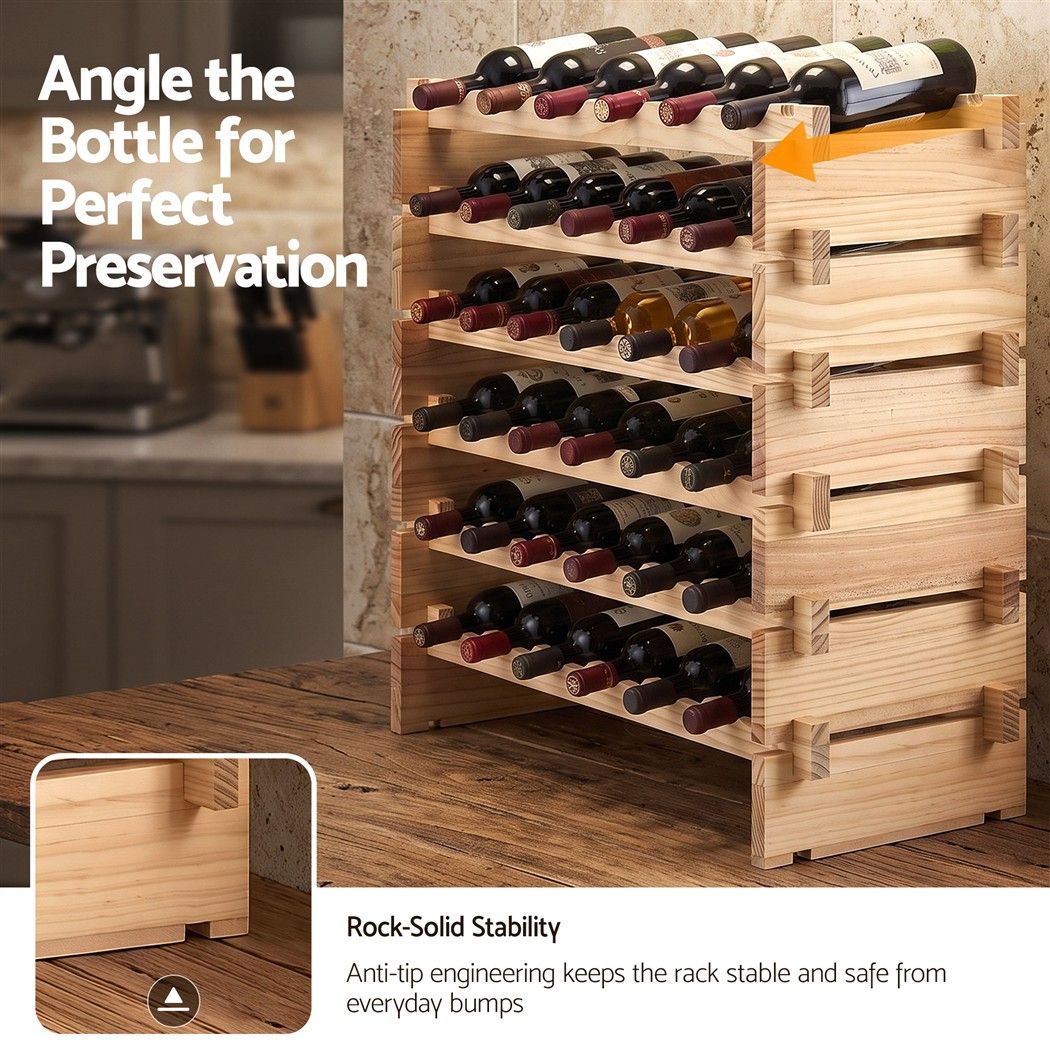 Artiss 36 Bottle Pine Wine Rack | 6 Tier – wine storage and bottle display