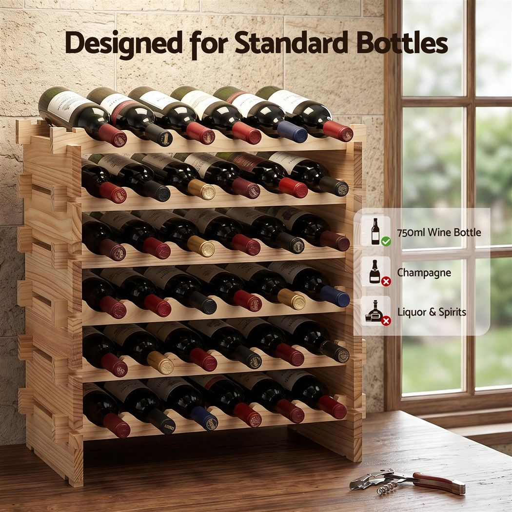 Artiss 36 Bottle Pine Wine Rack | 6 Tier – wine storage and bottle display